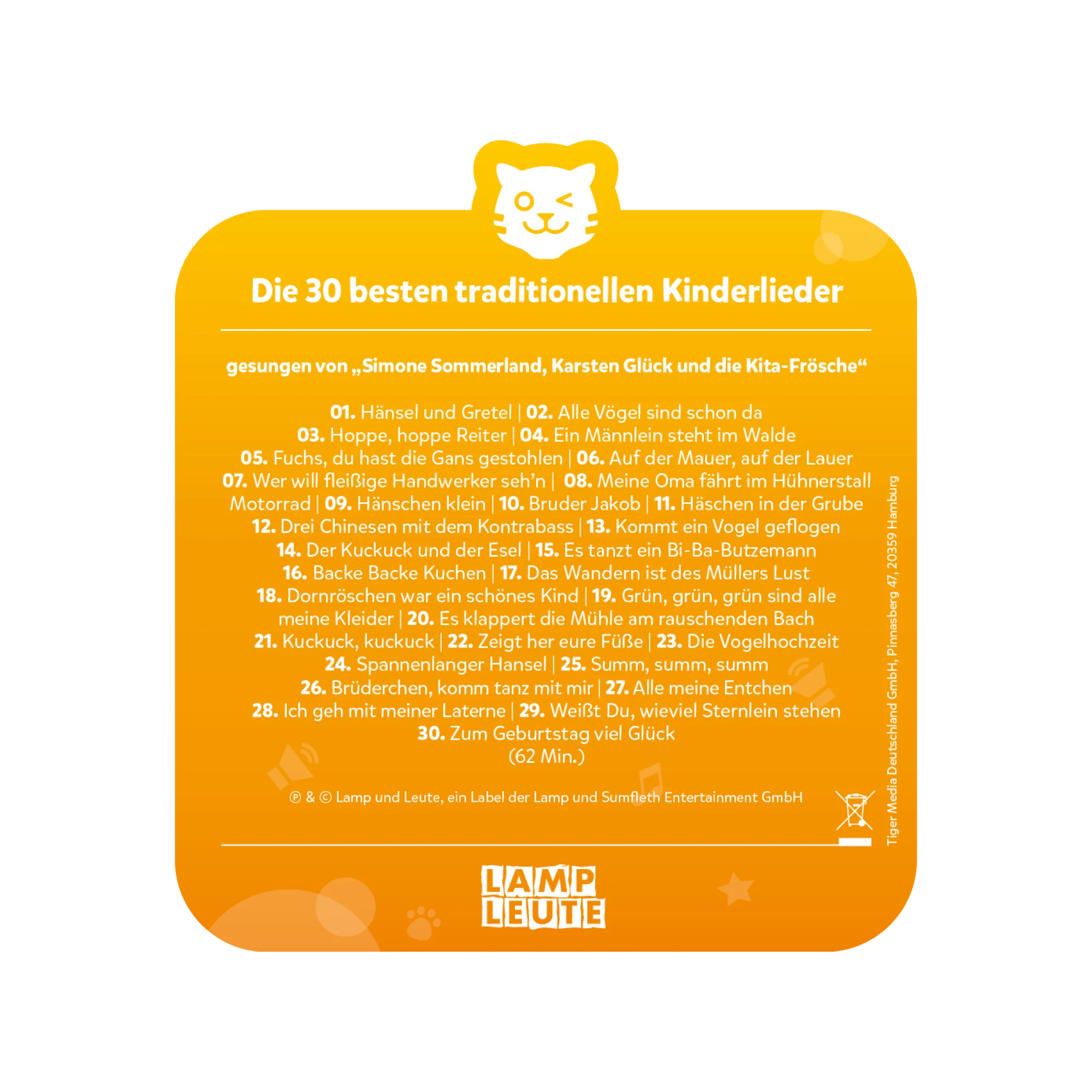 tigercard - Simone Sommerland, Karsten Glück und die Kita-Frösche: Die 30 besten traditionellen Kinderlieder - Image 4